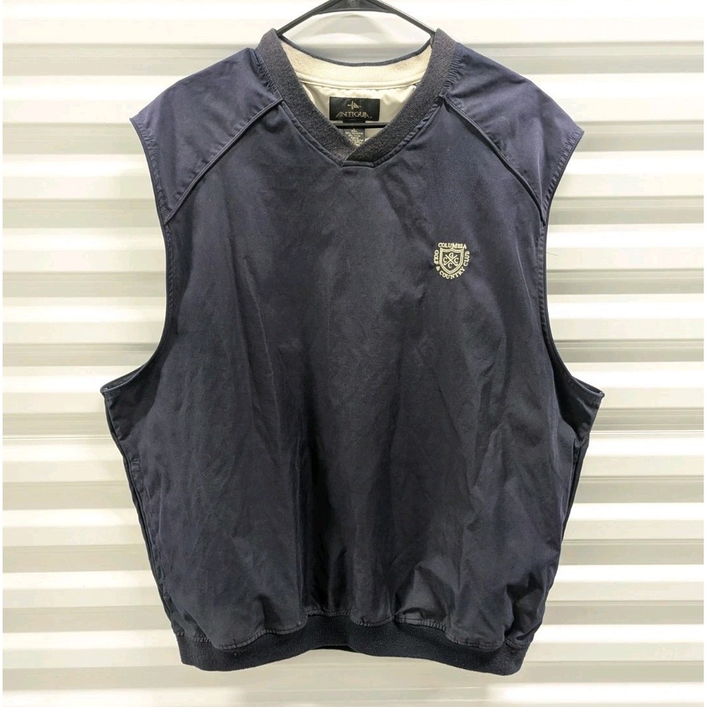Golfcore Country Club Windbreaker Vest Antigua Men's Large Navy Preppy Golf